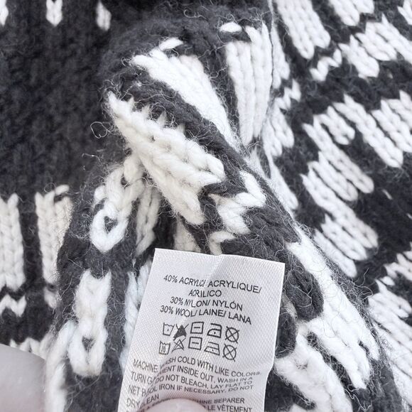 Lucky Brand Fair Isle Sweater Coat Shawl Collar Open Front Black Plus Size XXL - Picture 8 of 10